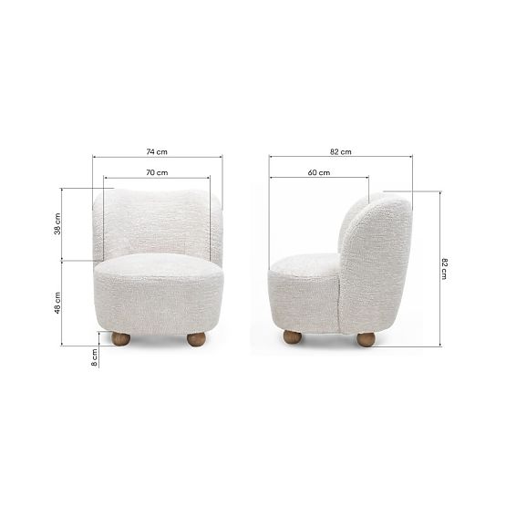 Poltrona Relax Monroe beige/naturale, forme arrotondate, gambe a sfera