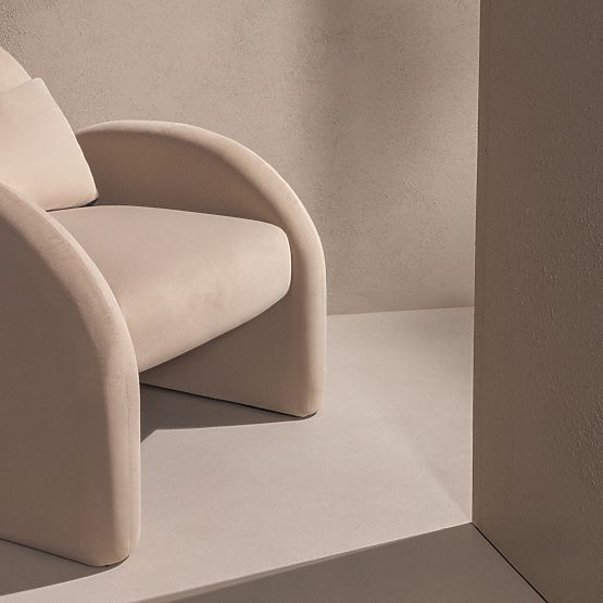 Poltrona Relax Rainbow beige chiaro, velluto, arrotondata