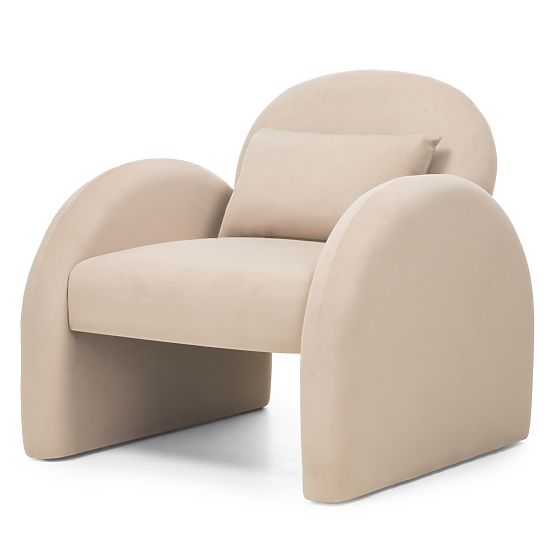 Poltrona Relax Rainbow beige chiaro, velluto, arrotondata