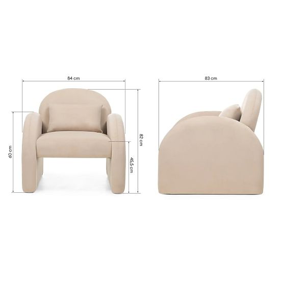 Poltrona Relax Rainbow beige chiaro, velluto, arrotondata