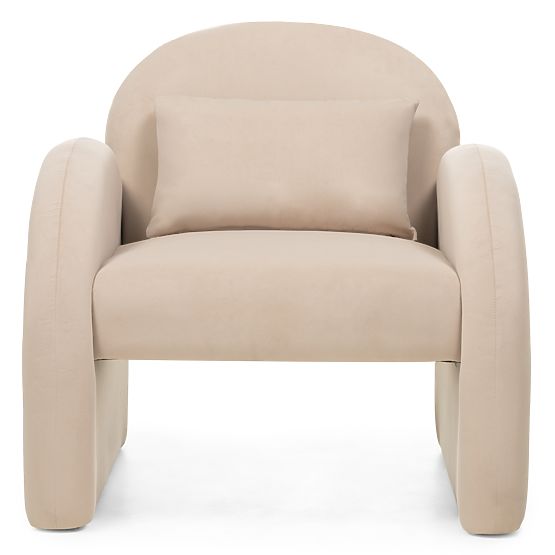 Poltrona Relax Rainbow beige chiaro, velluto, arrotondata