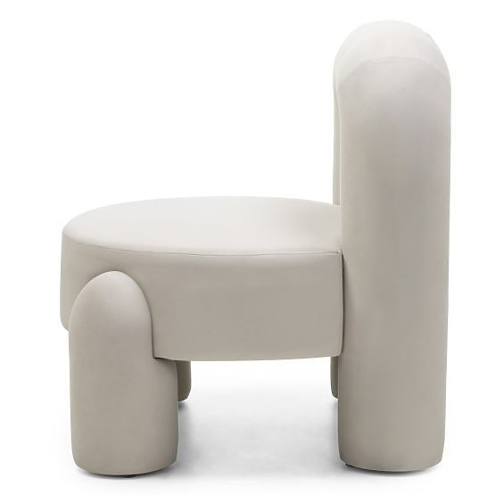Poltrona Relax Vasto, crema, velluto, forme arrotondate