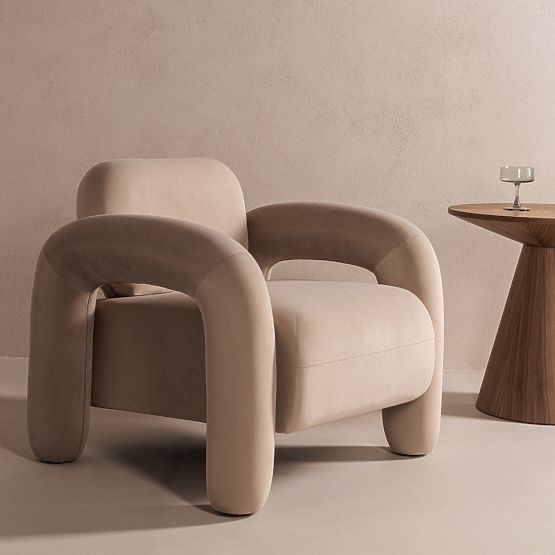 Poltrona Relax Vico, beige chiaro, velluto