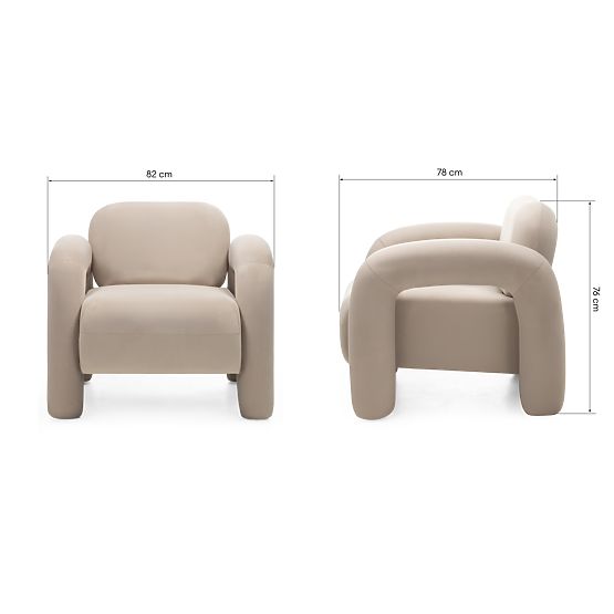 Poltrona Relax Vico, beige chiaro, velluto