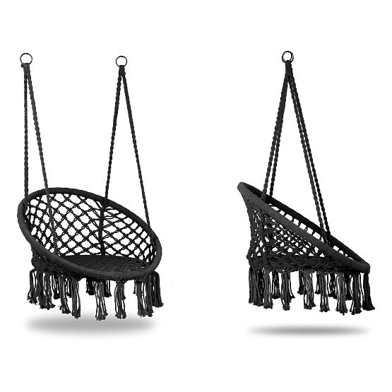 Poltrona sospesa boho altalena da giardino nera MultiGarden