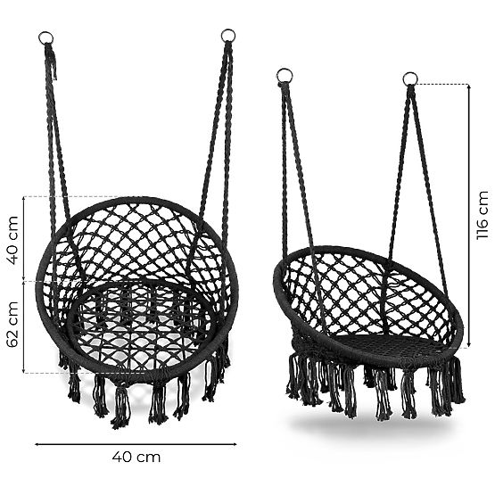 Poltrona sospesa boho altalena da giardino nera MultiGarden