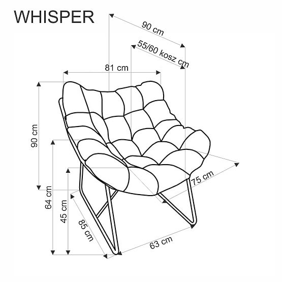 Poltrona WHISPER - nera / naturale