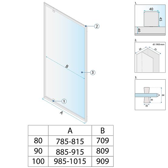 Porta doccia Rea Primo Swing 100 Cromo