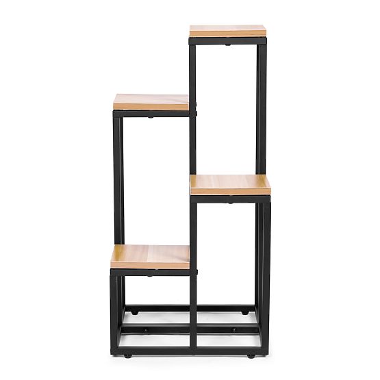 Porta piante scaffale per piante decorazione 4 ripiani metallo MDF noce chiaro ModernHome