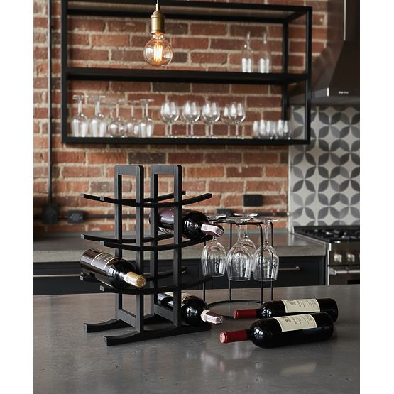 Portabottiglie in bambù Todgar nero