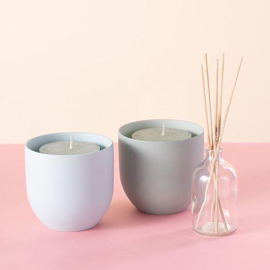 Portacandele SHIRE colore rosa cipria stile moderno per interni ameliahome