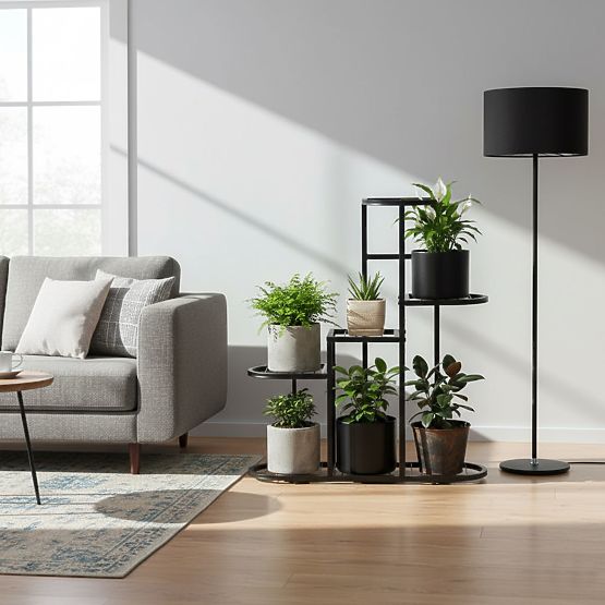 Portafiori a 5 livelli, nero, ModernHome