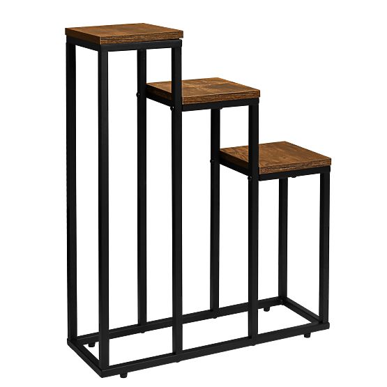 Portafiori nero Loren Rustic rovere invecchiato