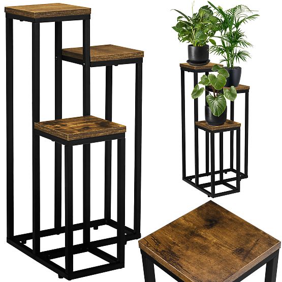 Portafiori nero Munir Rustic rovere invecchiato