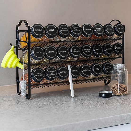 Portaspezie a ripiani ENELDO 24 vasetti + 72 etichette