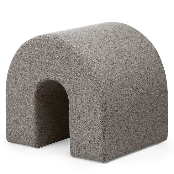 Pouf imbottito Arc, arrotondato, marrone chiaro