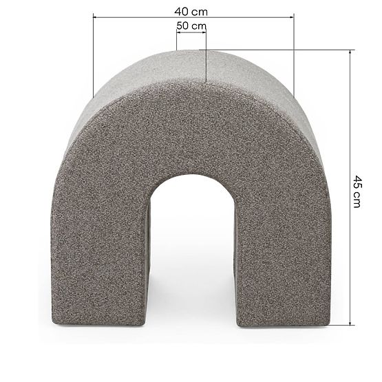 Pouf imbottito Arc, arrotondato, marrone chiaro