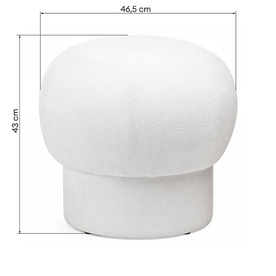 Pouf imbottito Bloop, rotondo, bianco