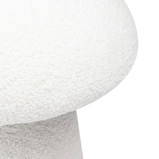 Pouf imbottito Cap, bianco, bouclé, forme arrotondate