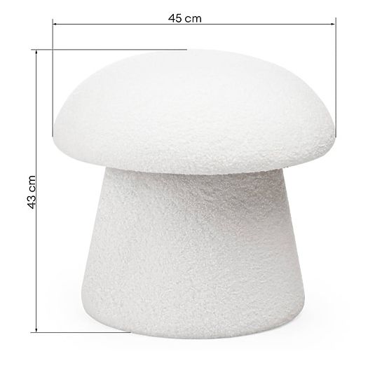 Pouf imbottito Cap, bianco, bouclé, forme arrotondate