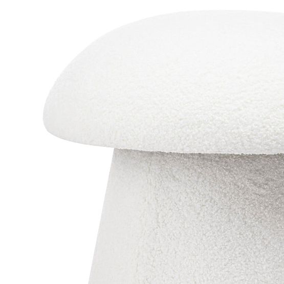 Pouf imbottito Cap, bianco, bouclé, forme arrotondate