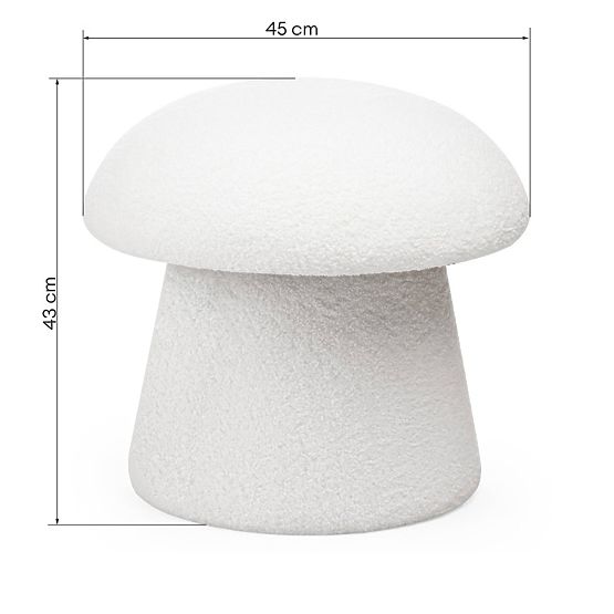 Pouf imbottito Cap, bianco, bouclé, forme arrotondate