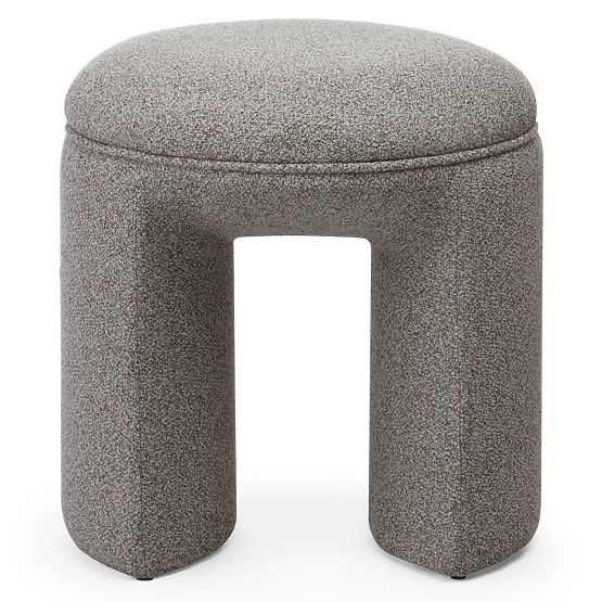 Pouf imbottito Cove, arrotondato, marrone chiaro