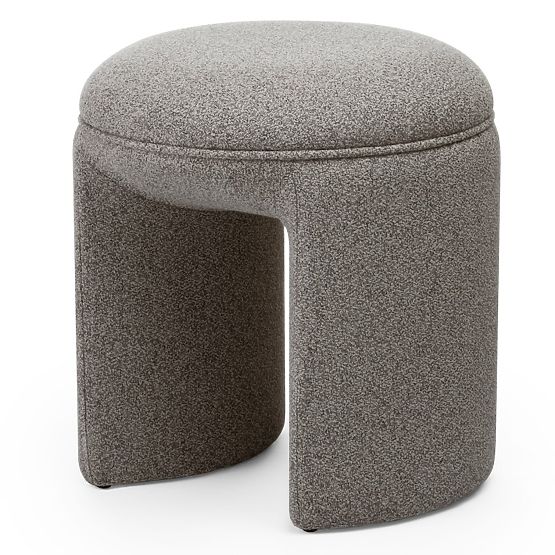 Pouf imbottito Cove, arrotondato, marrone chiaro