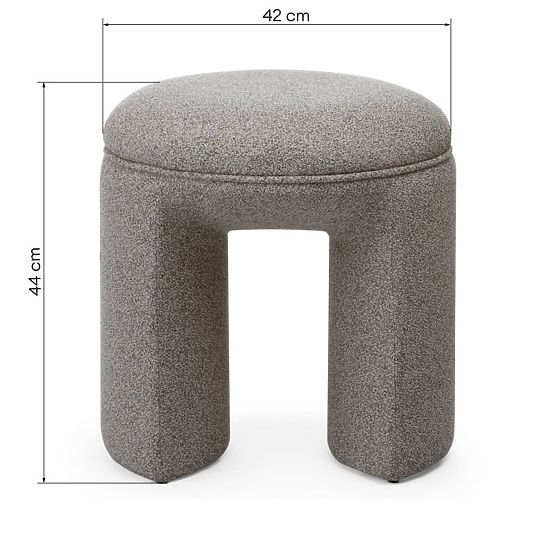 Pouf imbottito Cove, arrotondato, marrone chiaro