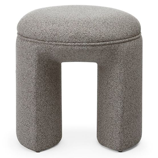 Pouf imbottito Cove, arrotondato, marrone chiaro