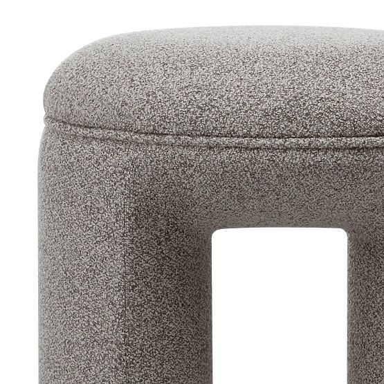 Pouf imbottito Cove, arrotondato, marrone chiaro