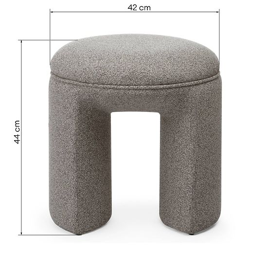 Pouf imbottito Cove, arrotondato, marrone chiaro