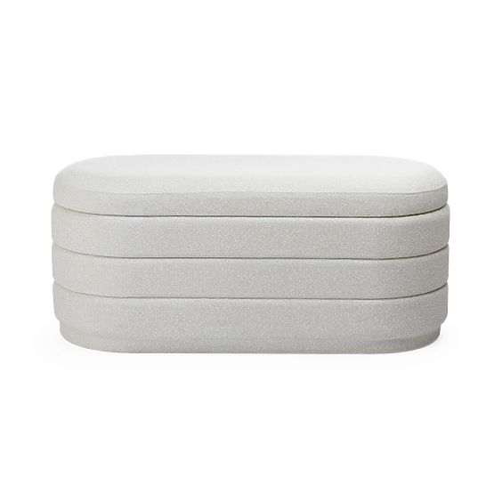 Pouf imbottito Layer con spazio di archiviazione, beige