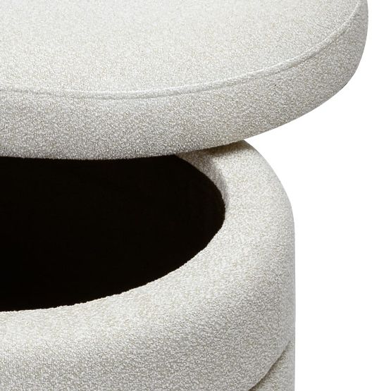 Pouf imbottito Layer con spazio di archiviazione, beige