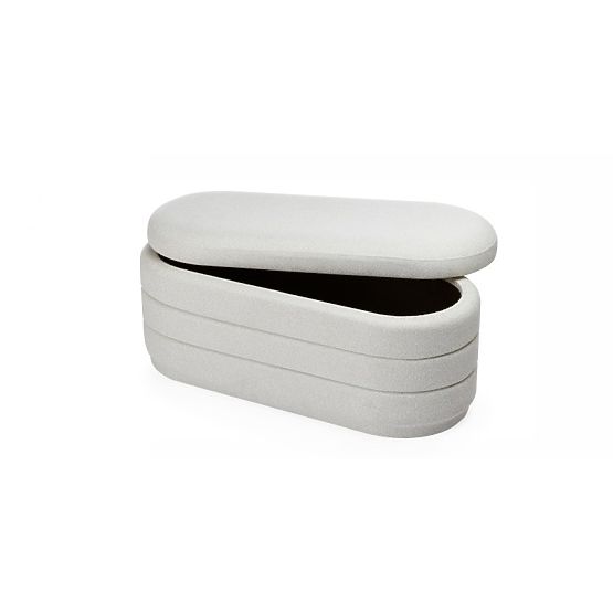 Pouf imbottito Layer con spazio di archiviazione, beige