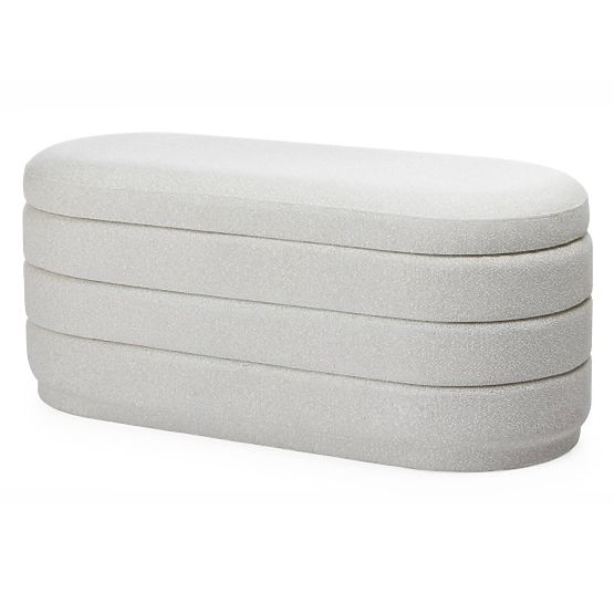 Pouf imbottito Layer con spazio di archiviazione, beige