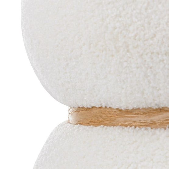 Pouf imbottito Muss, rotondo, bianco, bouclé