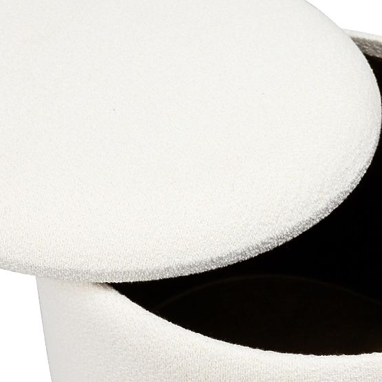 Pouf imbottito Pebble, con spazio di archiviazione, rotondo, bianco