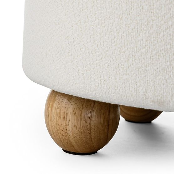 Pouf imbottito Pebble, con spazio di archiviazione, rotondo, bianco