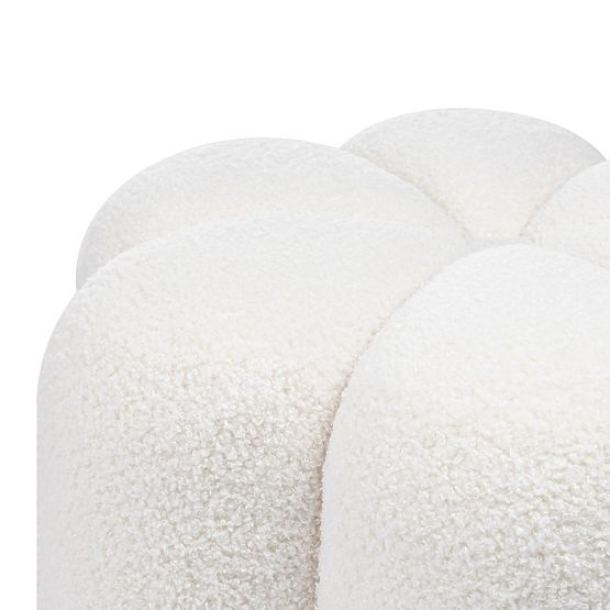 Pouf imbottito Quad, bianco, bouclé