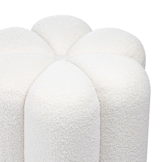 Pouf imbottito Quad, bianco, bouclé