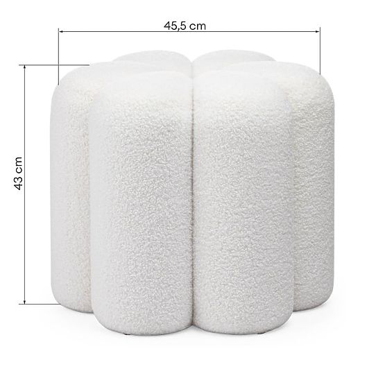 Pouf imbottito Quad, bianco, bouclé