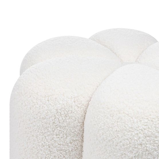 Pouf imbottito Quad, bianco, bouclé
