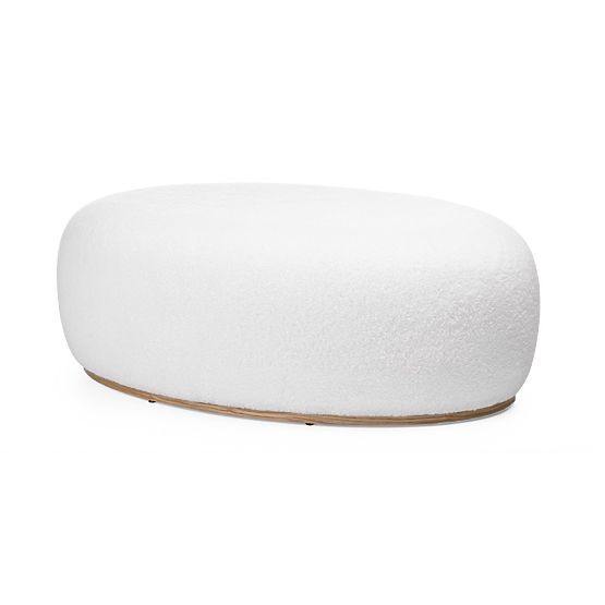 Pouf imbottito Stone, bianco, forma arrotondata