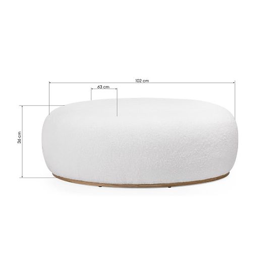 Pouf imbottito Stone, bianco, forma arrotondata