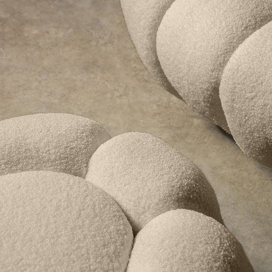 Pouf Perugia, beige, bouclé, forme arrotondate