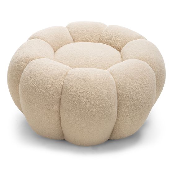 Pouf Perugia, beige, bouclé, forme arrotondate