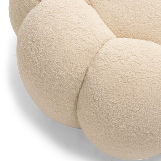 Pouf Perugia, beige, bouclé, forme arrotondate