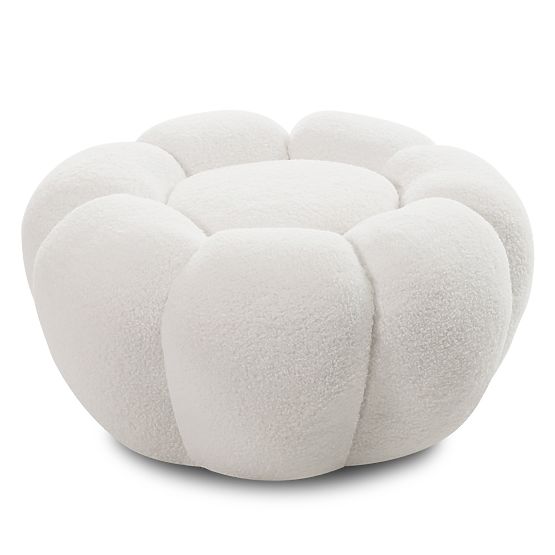 Pouf Perugia, bianco, bouclé, forme arrotondate