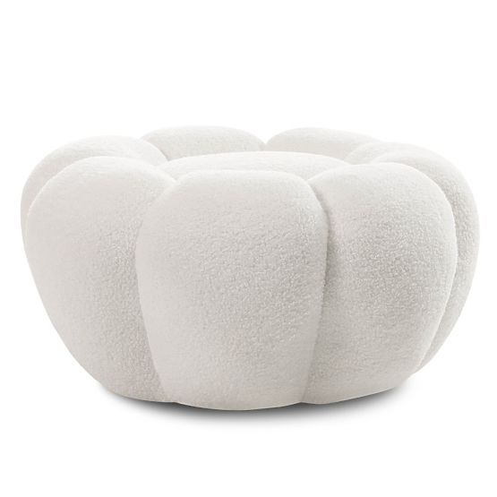 Pouf Perugia, bianco, bouclé, forme arrotondate